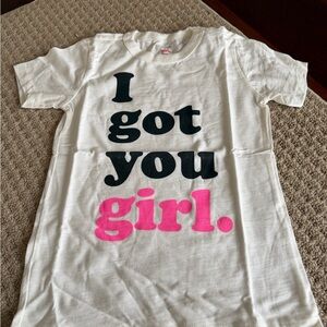 Crewcuts White Tee with Black & Pink Graphic Text